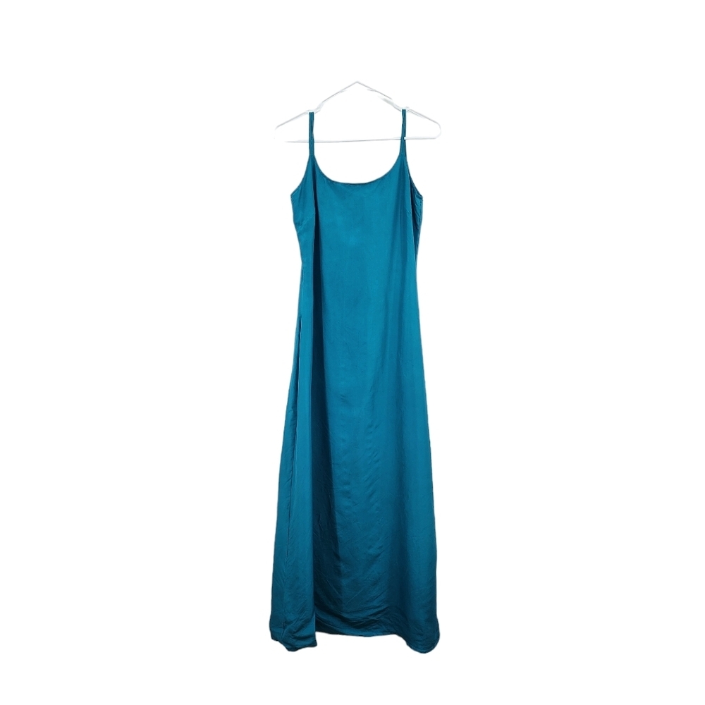 Styleworks Vintage Women's 100% Silk Adjustable Spaghetti Straps Maxi Dress - 4